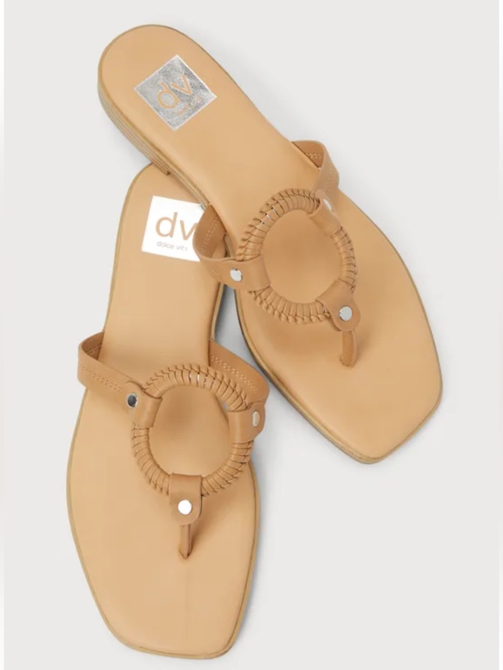 Dolce Vita Cognac Braided Circle Toe-Post Sandals